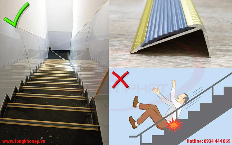 Ứng dụng của nẹp chống trơn cầu thang