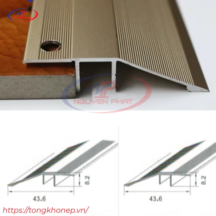 nẹp nhôm chênh cốt sàn gỗ